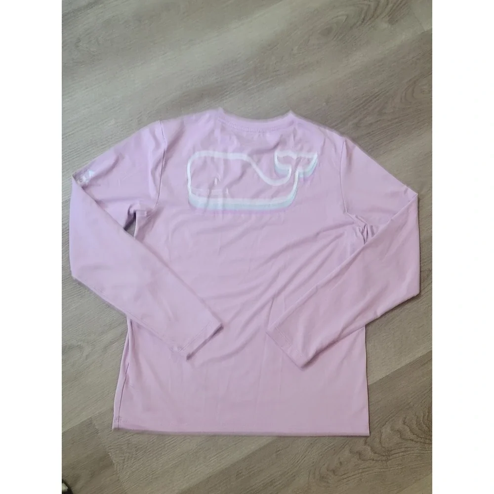 Vineyard Vines Girls Long Sleeve Rash Guard Swim Top M 10-12 Pink Lavender Whale
